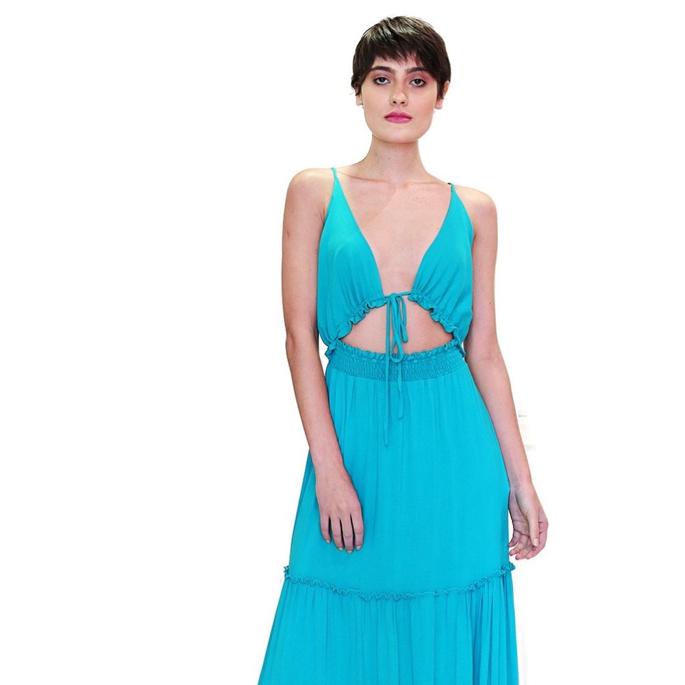 Cutout Maxi Dress Front  Teal